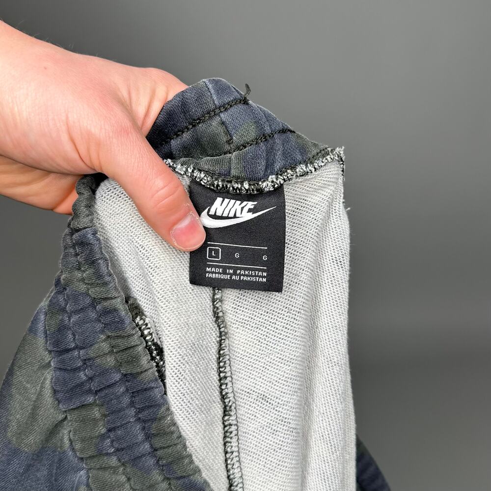 Vintage Y2K Nike Sweatpants Mens L Woodland Camo Black Swoosh Cotton Joggers - Picture 4 of 5
